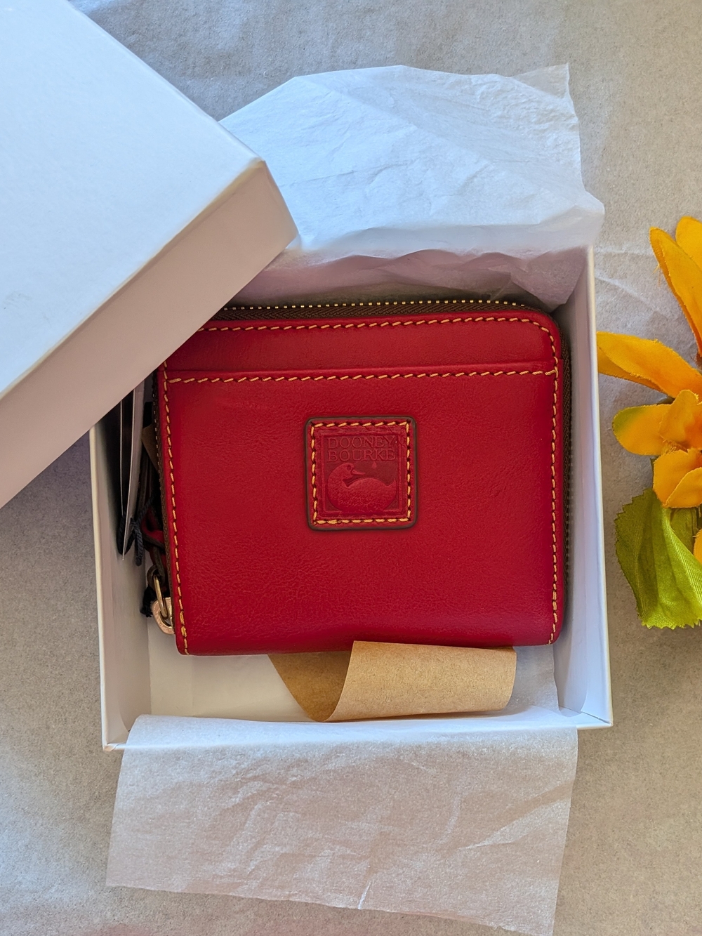 NWT! Dooney & Bourke Florentine Small Zip Around Wallet in RED